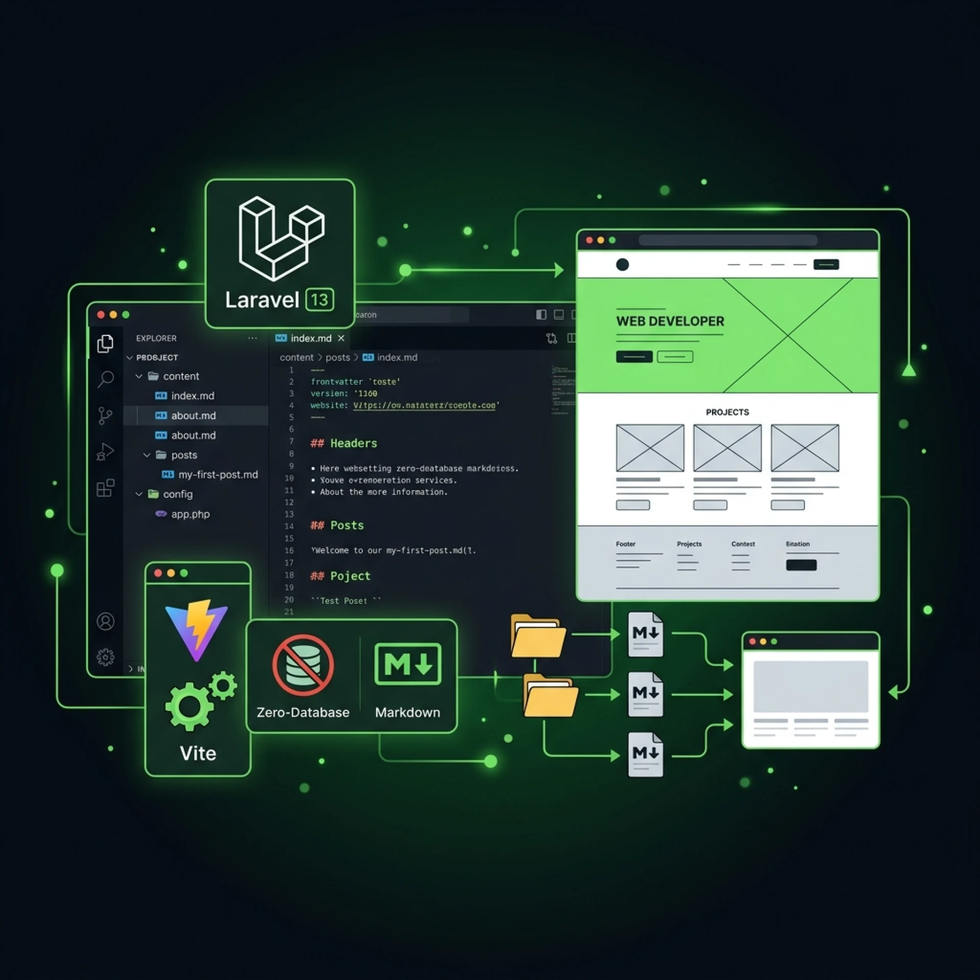 Klytron.com — Laravel 13 Portfolio with Zero-Database CMS